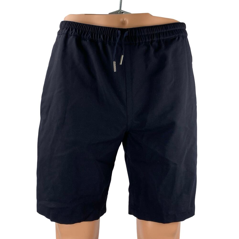 Sandro Men's Navy Blue Wool Drawstring Chino Khaki Bermuda Sweat Shorts Size 40
